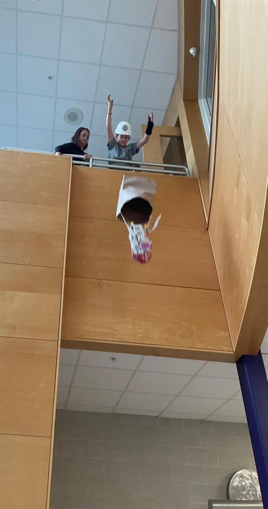 Egg drop from balcony at GMS