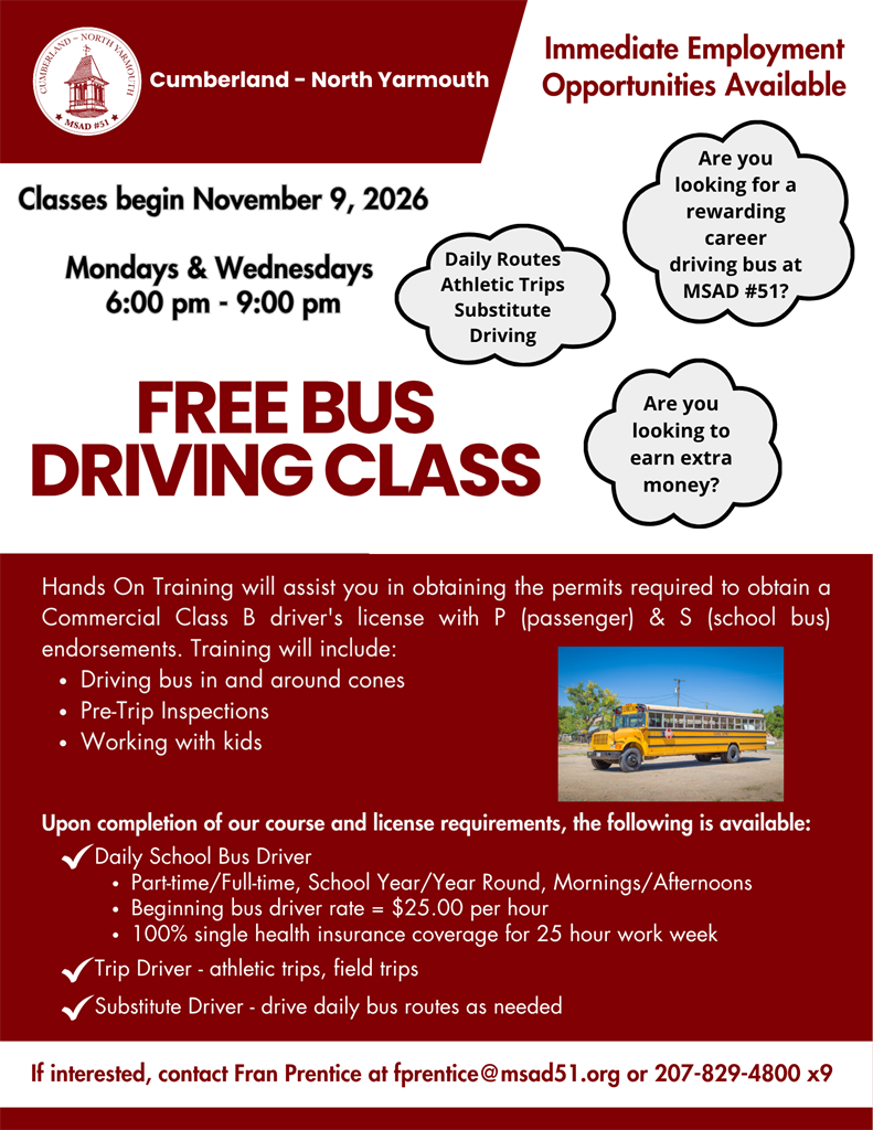 free bus driving class flyer